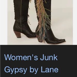 Black Leather Boot with Fringe Accent